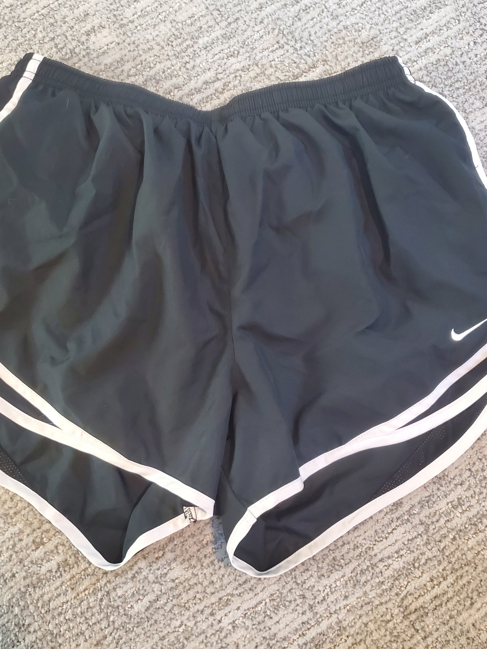 Nike Women's Black Athletic Shorts with White Trim, Panty, Large